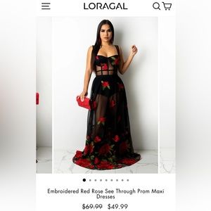 Loragal DRESS - XL Embroidered Rose See Through Maxi Dress